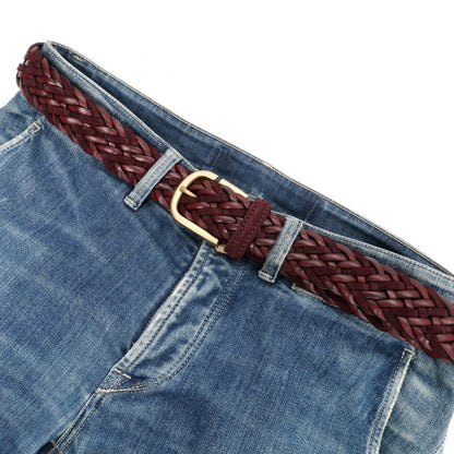 【新品】アンダーソンズ Andersons レザー メッシュベルト ボルドー【サイズ95】【 状態ランクN 】【 メンズ 】