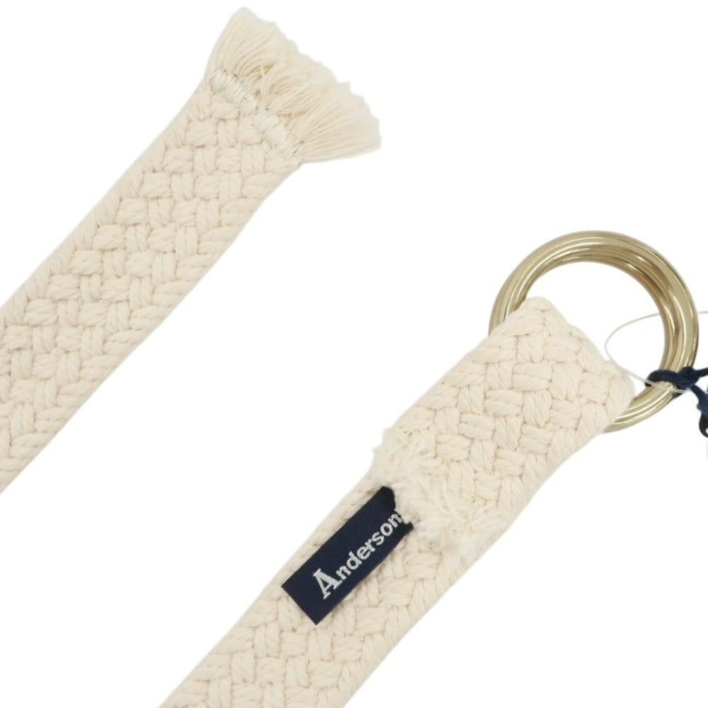 【新品】アンダーソンズ Andersons ダブルリング コットン系 メッシュベルト アイボリーxゴールド【サイズF（紙タグ記載）】【 状態ランクN 】【 メンズ 】