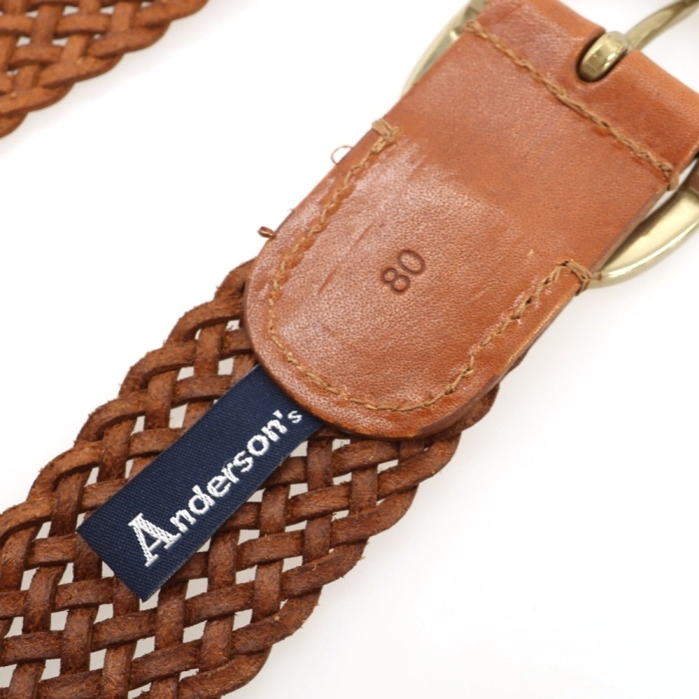 【新品】アンダーソンズ Andersons レザー メッシュベルト ライトブラウンxゴールド【サイズ80】【 状態ランクN 】【 メンズ 】