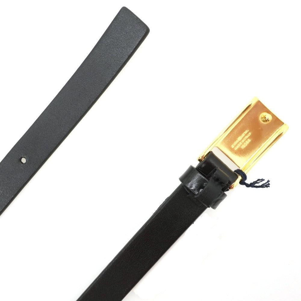 【新品】アンダーソンズ Andersons クロコ型押し カーフレザー ナローベルト ブラックxゴールド【サイズ80】【 状態ランクN 】【 メンズ 】