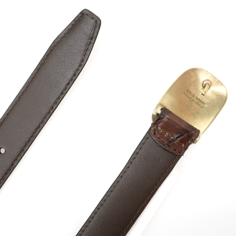 【新品】アンダーソンズ Andersons クロコ型押し カーフレザー ベルト ダークブラウン【サイズ85】【 状態ランクN 】【 メンズ 】