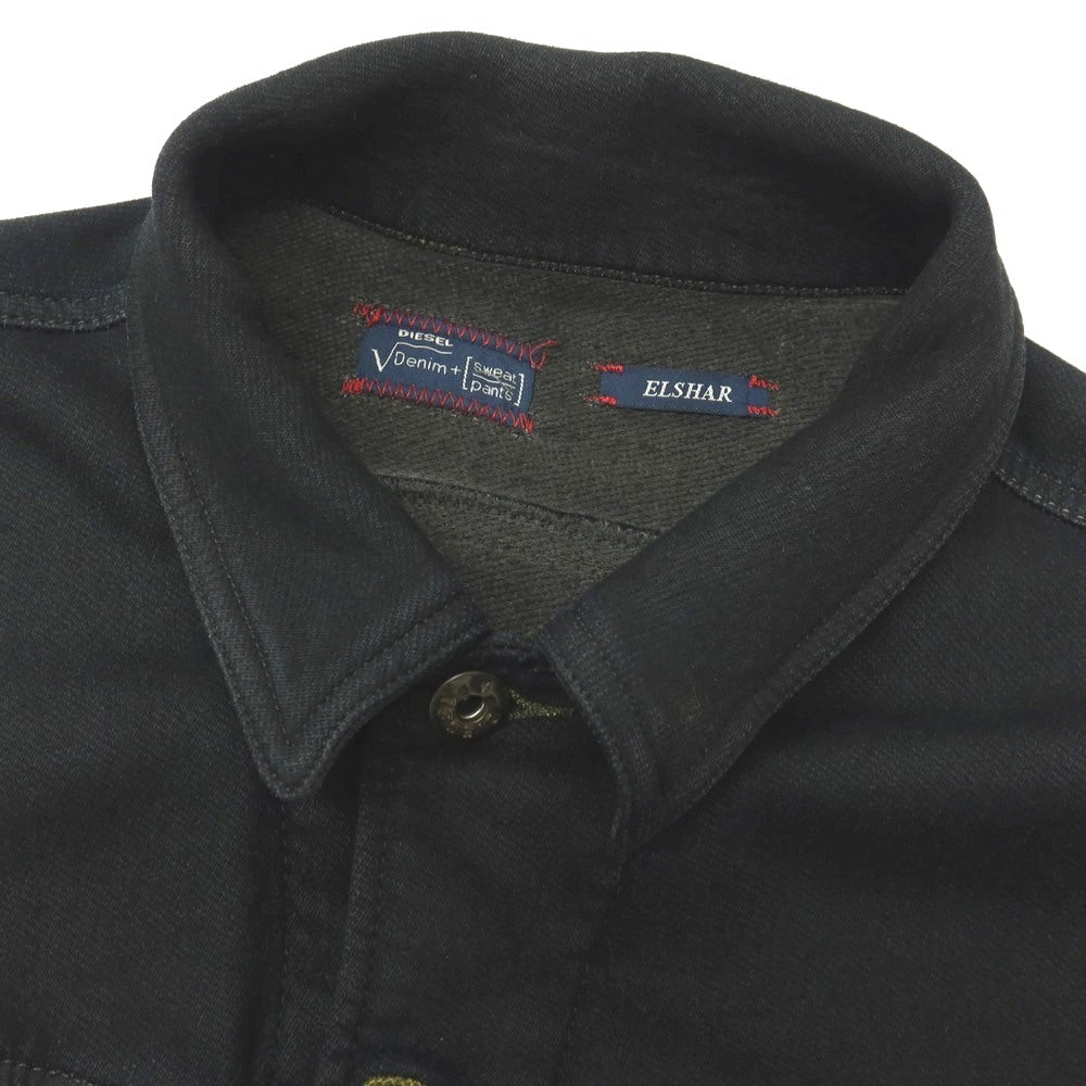 【中古】ディーゼル DIESEL ELSHAR ストレッチ コットンポリエステル ジャージー トラッカージャケット ブルゾン ブラック【サイズS】【 状態ランクC 】【 メンズ 】