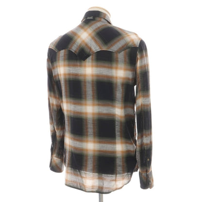 【中古】ディーゼル DIESEL コットン チェック ウエスタンシャツ ブラックxオレンジ【サイズS】【 状態ランクC 】【 メンズ 】