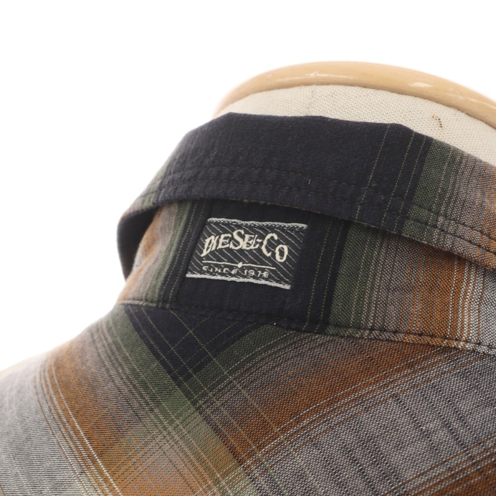 【中古】ディーゼル DIESEL コットン チェック ウエスタンシャツ ブラックxオレンジ【サイズS】【 状態ランクC 】【 メンズ 】
