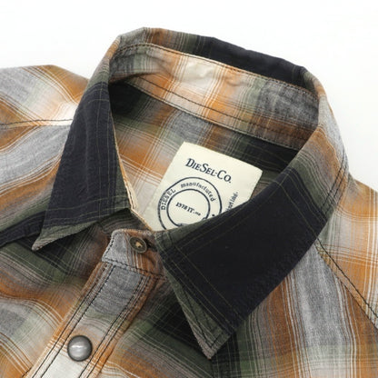 【中古】ディーゼル DIESEL コットン チェック ウエスタンシャツ ブラックxオレンジ【サイズS】【 状態ランクC 】【 メンズ 】