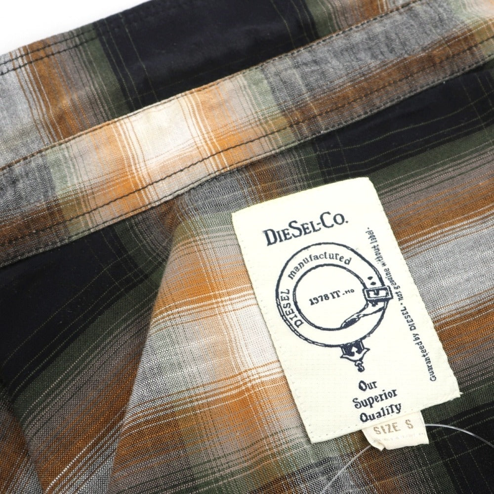 【中古】ディーゼル DIESEL コットン チェック ウエスタンシャツ ブラックxオレンジ【サイズS】【 状態ランクC 】【 メンズ 】