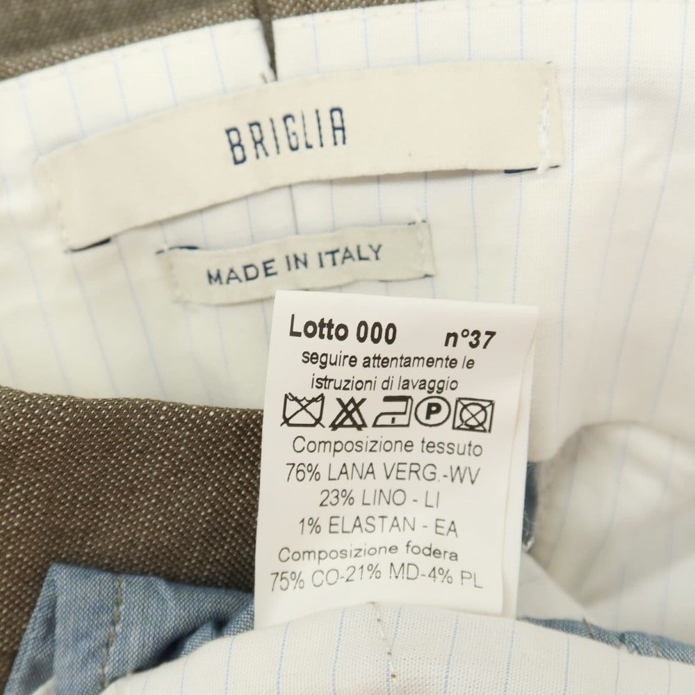 【中古】ブリリア1949 BRIGLIA 1949 ウールリネンポリウレタン ドレススラックスパンツ ブラウン【サイズ48】【 状態ランクB 】【 メンズ 】