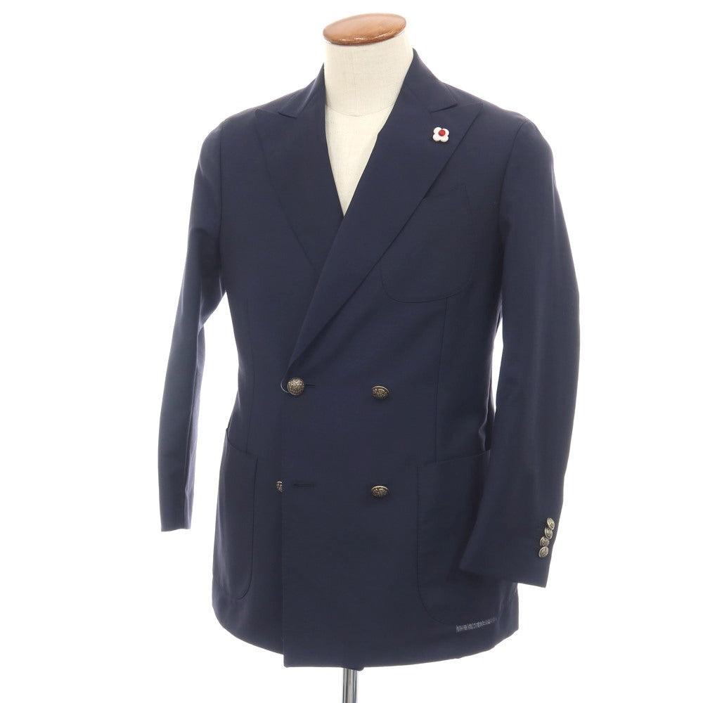 【中古】ラルディーニ LARDINI ウールモヘヤ ダブル4B テーラードジャケット ネイビー【サイズ46】【 状態ランクC 】【 メンズ 】