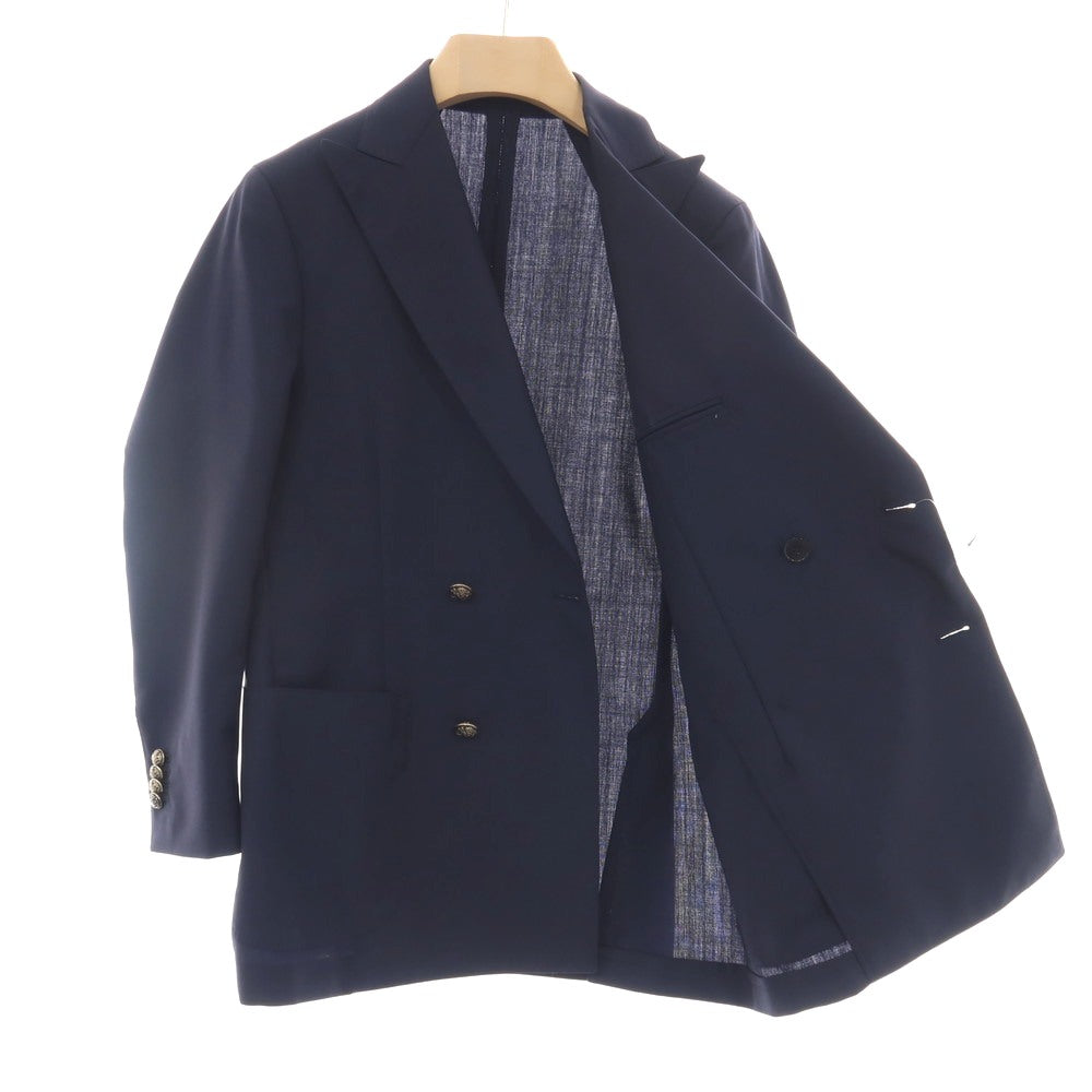 【中古】ラルディーニ LARDINI ウールモヘヤ ダブル4B テーラードジャケット ネイビー【サイズ46】【 状態ランクC 】【 メンズ 】