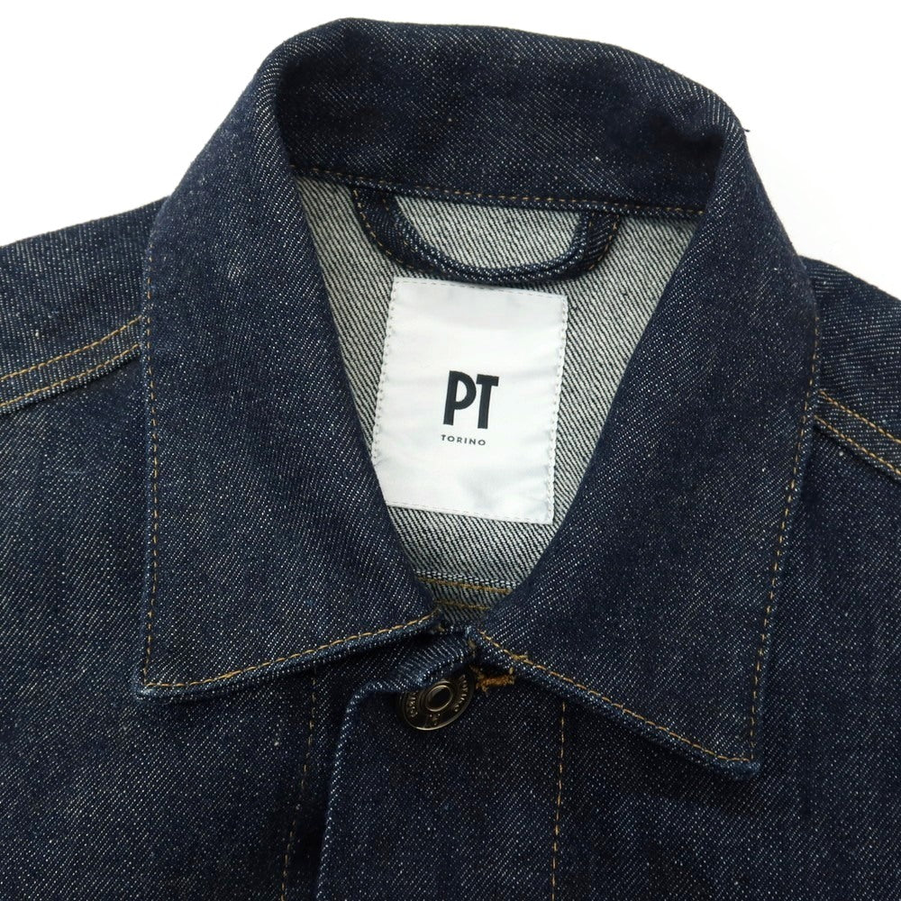 【中古】ピーティートリノ PT TORINO DENIM TRUCKER コットン デニムジャケット ネイビー【サイズ44】【 状態ランクB 】【 メンズ 】