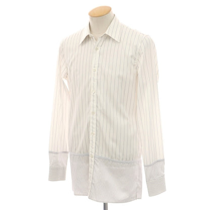 【中古】アレキサンダーマックイーン Alexander McQueen コットン レギュラーカラー ストライプ カジュアルシャツ ホワイトxネイビー【サイズ15】【 状態ランクB 】【 メンズ 】