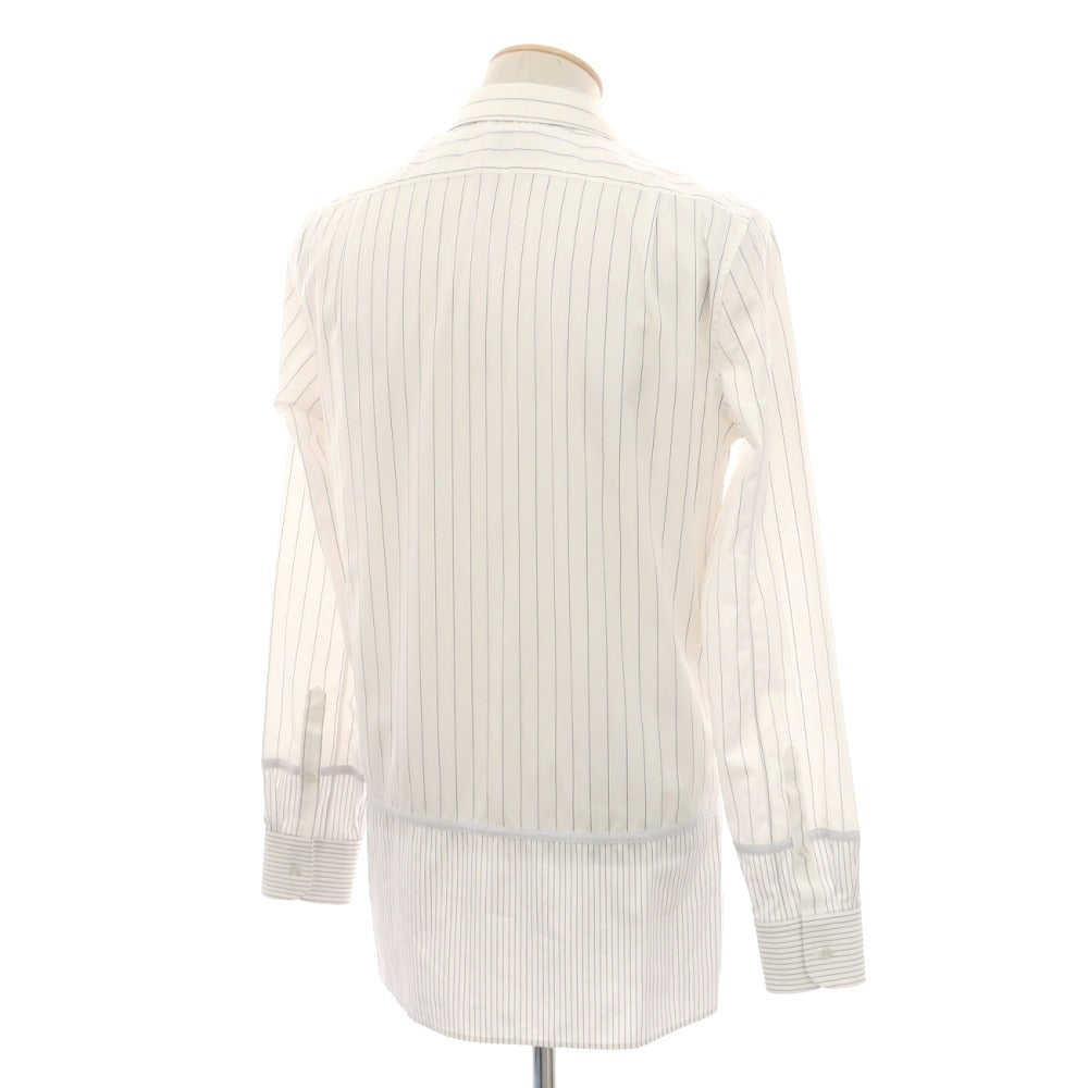 【中古】アレキサンダーマックイーン Alexander McQueen コットン レギュラーカラー ストライプ カジュアルシャツ ホワイトxネイビー【サイズ15】【 状態ランクB 】【 メンズ 】