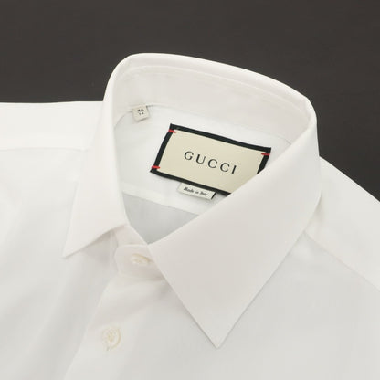【中古】グッチ GUCCI コットン レギュラーカラー ブロード ドレスシャツ ホワイト【サイズ36】【 状態ランクB 】【 メンズ 】