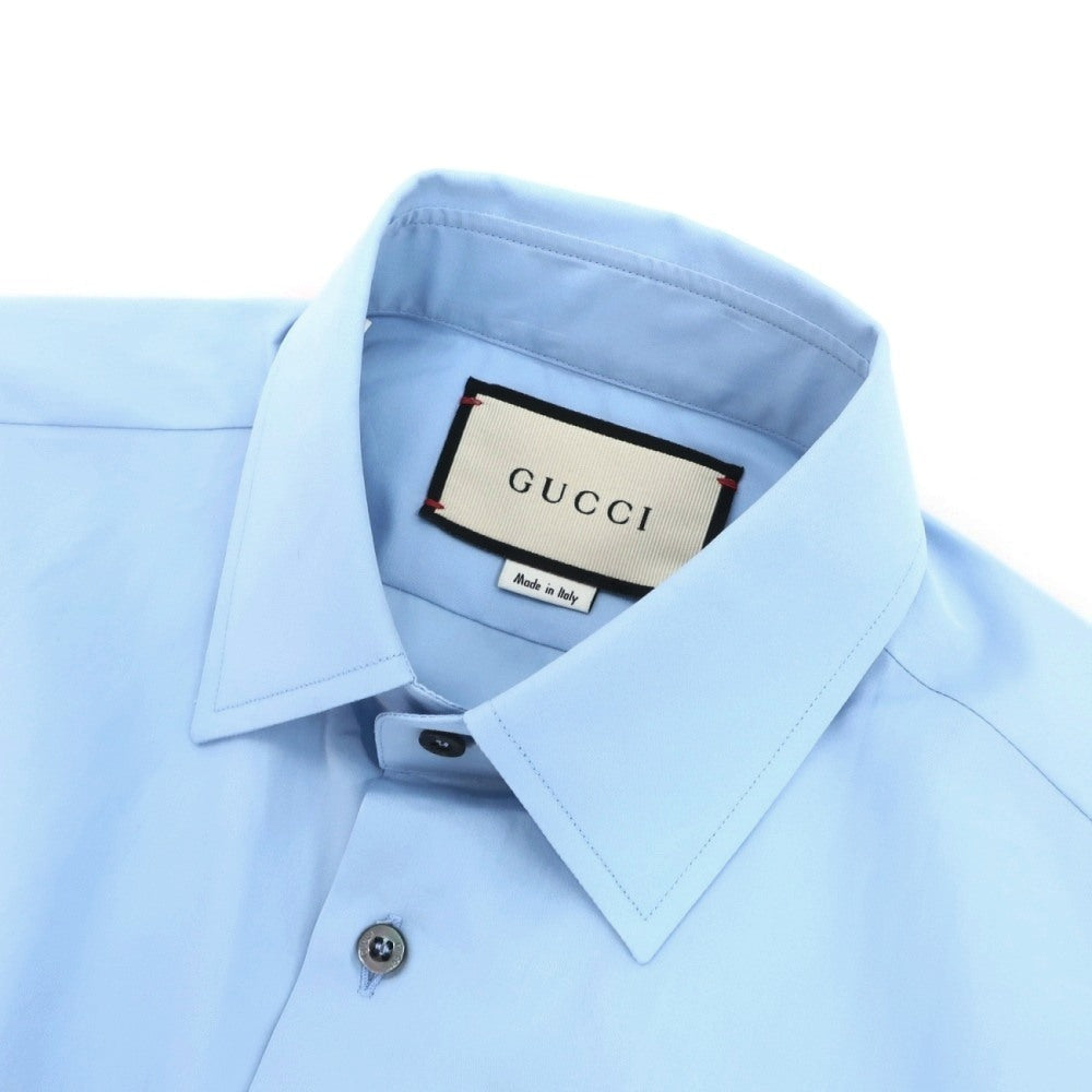 【中古】グッチ GUCCI コットン レギュラーカラー ブロード ドレスシャツ ブルー【サイズ37】【 状態ランクB 】【 メンズ 】