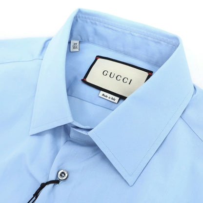 【中古】グッチ GUCCI コットン レギュラーカラー ブロード ダブルカフス ドレスシャツ ブルー【サイズ39】【 状態ランクA 】【 メンズ 】