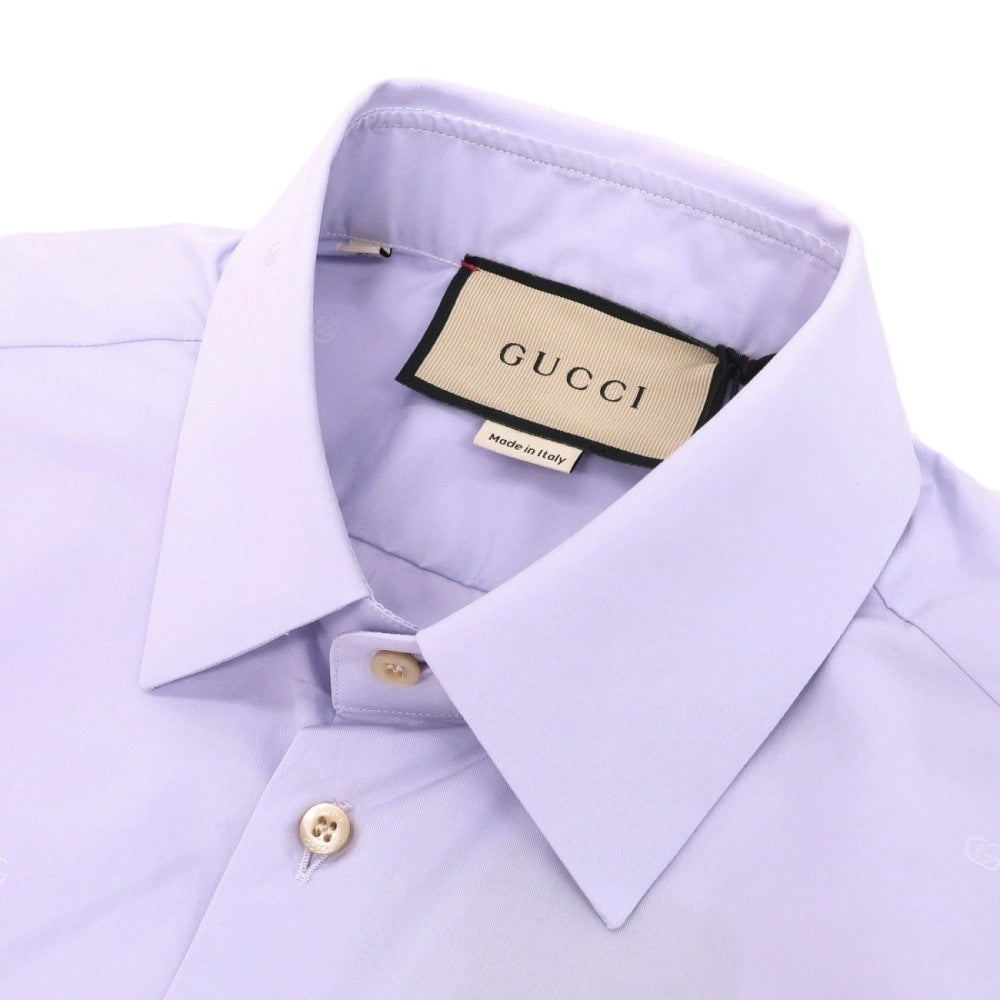 【中古】グッチ GUCCI コットン ジャガード GGロゴ レギュラーカラー ドレスシャツ パープル【サイズ37】【 状態ランクA 】【 メンズ 】