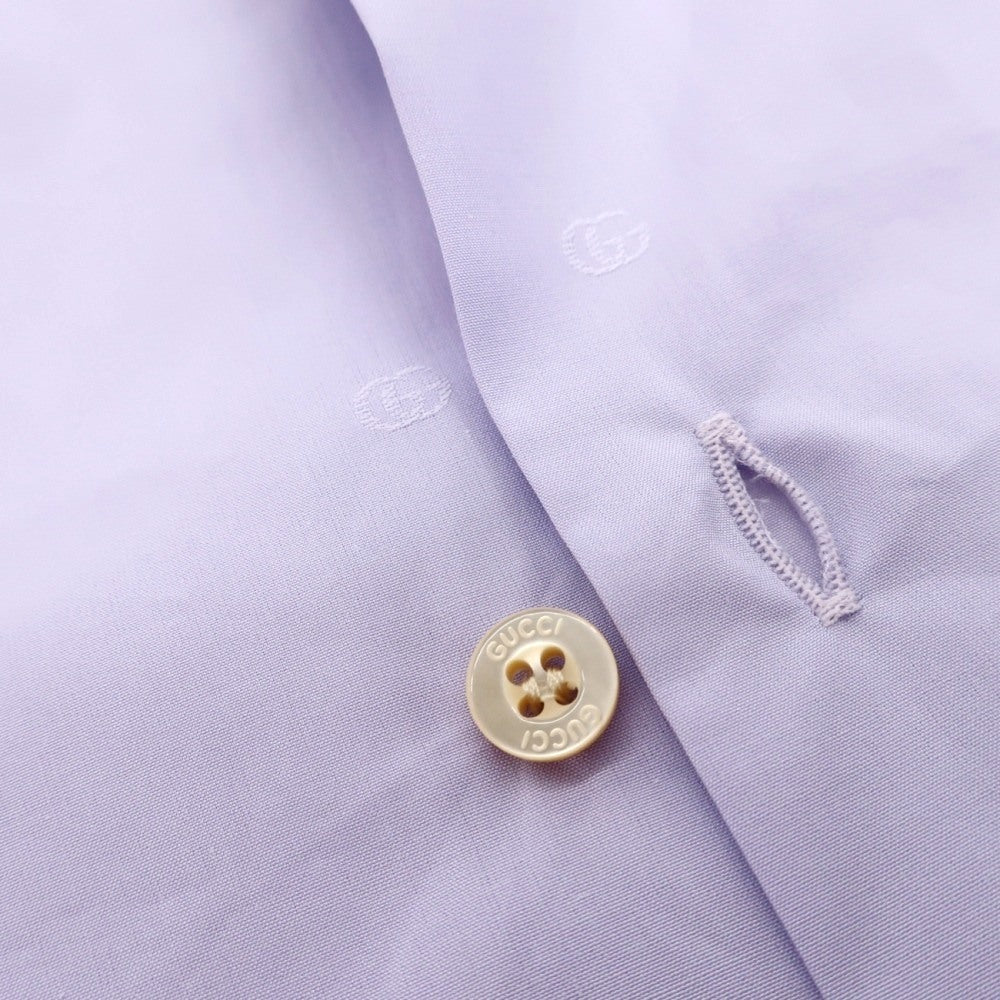 【中古】グッチ GUCCI コットン ジャガード GGロゴ レギュラーカラー ドレスシャツ パープル【サイズ37】【 状態ランクA 】【 メンズ 】