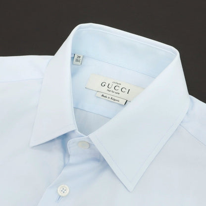 【中古】グッチ GUCCI コットン レギュラーカラー ブロード ドレスシャツ ブルー【サイズ39】【 状態ランクA 】【 メンズ 】