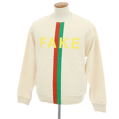 【中古】グッチ GUCCI コットン FAKE NOT クルーネック スウェット ナチュラル【サイズM】【 状態ランクA 】【 メンズ 】