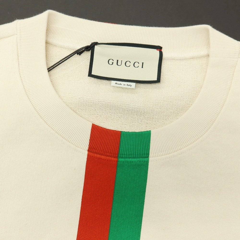 【中古】グッチ GUCCI コットン FAKE NOT クルーネック スウェット ナチュラル【サイズM】【 状態ランクA 】【 メンズ 】