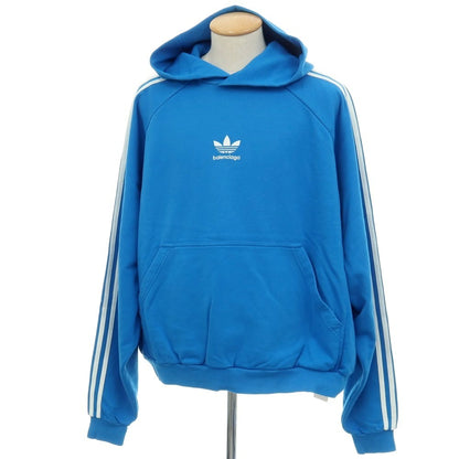 【中古】バレンシアガ BALENCIAGA × adidas コットン プルオーバー パーカー ブルー【サイズ1】【 状態ランクA 】【 メンズ 】