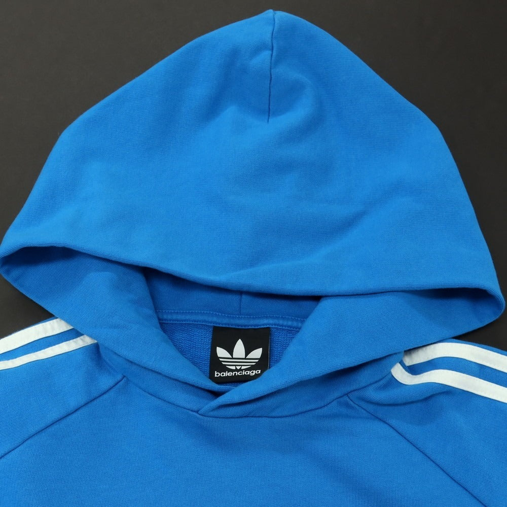 【中古】バレンシアガ BALENCIAGA × adidas コットン プルオーバー パーカー ブルー【サイズ1】【 状態ランクA 】【 メンズ 】