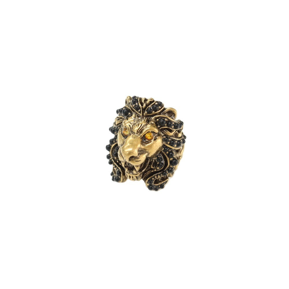 【中古】グッチ GUCCI ライオンヘッド リング・指輪 ゴールドxオレンジ【サイズ13（刻印記載）】【 状態ランクA 】【 メンズ 】