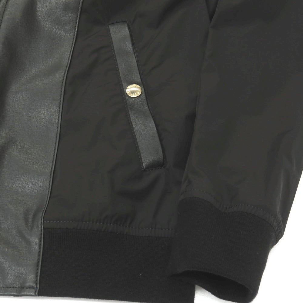 【中古】エンメティ EMMETI BR別注 ポリエステル系 フェイクレザー 切り替えデザイン フーデッドブルゾン ブラック【サイズ42】【 状態ランクB 】【 メンズ 】