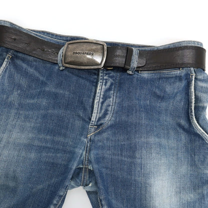 【中古】ディースクエアード DSQUARED2 ヴィンテージ プラーク レザー ベルト ブラック【サイズ80】【 状態ランクA 】【 メンズ 】