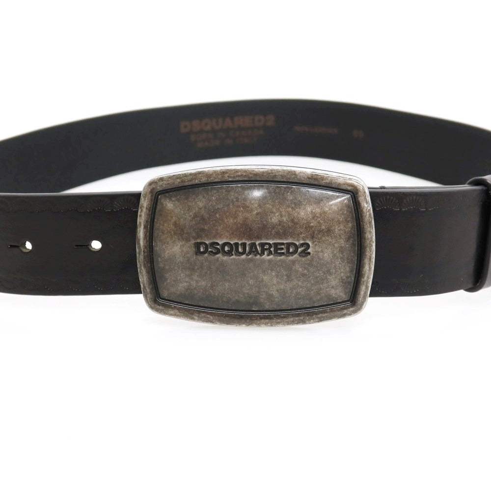 【中古】ディースクエアード DSQUARED2 ヴィンテージ プラーク レザー ベルト ブラック【サイズ80】【 状態ランクA 】【 メンズ 】