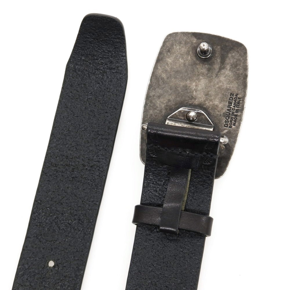 【中古】ディースクエアード DSQUARED2 ヴィンテージ プラーク レザー ベルト ブラック【サイズ80】【 状態ランクA 】【 メンズ 】
