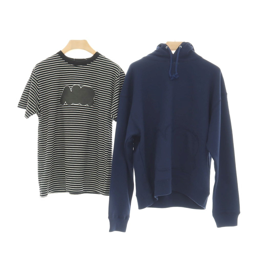 【中古】エアースーベニア AIR souvenirs プルオーバー パーカー ボーダー 半袖Tシャツ 2点セット ネイビー【サイズパーカーＳ/半袖TシャツM】【 状態ランクB 】【 ユニセックス 】