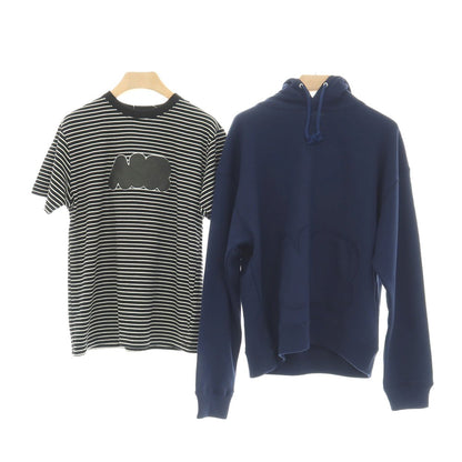 【中古】エアースーベニア AIR souvenirs プルオーバー パーカー ボーダー 半袖Tシャツ 2点セット ネイビー【サイズパーカーＳ/半袖TシャツM】【 状態ランクB 】【 ユニセックス 】