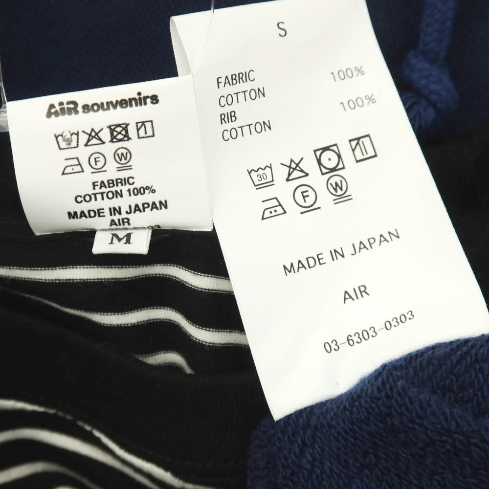 【中古】エアースーベニア AIR souvenirs プルオーバー パーカー ボーダー 半袖Tシャツ 2点セット ネイビー【サイズパーカーＳ/半袖TシャツM】【 状態ランクB 】【 ユニセックス 】