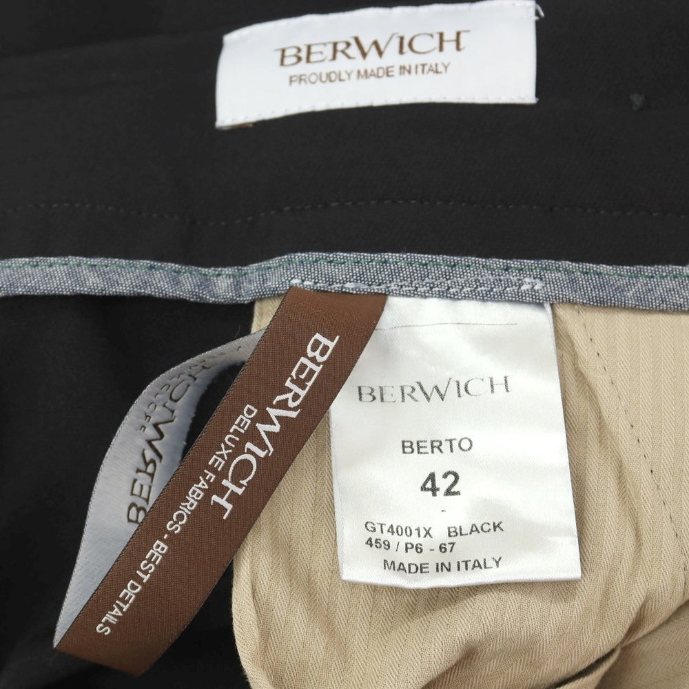 【中古】ベルウィッチ BERWICH BERTO ストレッチ ポリエステル イージー カジュアルスラックスパンツ ブラック【サイズ42】【 状態ランクB 】【 メンズ 】