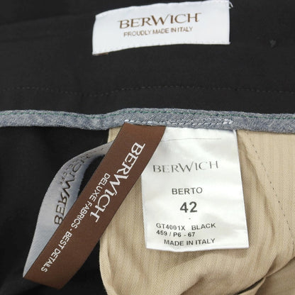 【中古】ベルウィッチ BERWICH BERTO ストレッチ ポリエステル イージー カジュアルスラックスパンツ ブラック【サイズ42】【 状態ランクB 】【 メンズ 】