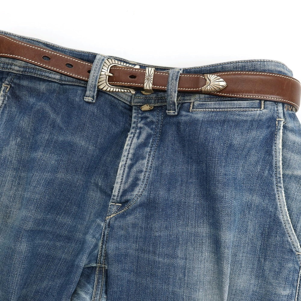 【中古】アドリアーノ メネゲッティ ADRIANO MENEGHETTI レザー NATIVE ウエスタン ベルト ダークブラウン【サイズ80】【 状態ランクB 】【 メンズ 】