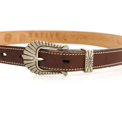 【中古】アドリアーノ メネゲッティ ADRIANO MENEGHETTI レザー NATIVE ウエスタン ベルト ダークブラウン【サイズ80】【 状態ランクB 】【 メンズ 】