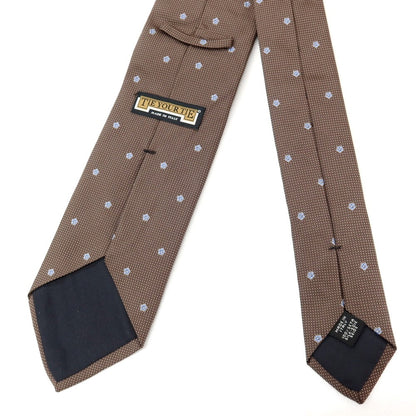 【中古】タイユアタイ TIE YOUR TIE シルク 花小紋柄ネクタイ ブラウンxライトブルー【 状態ランクC 】【 メンズ 】