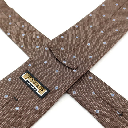 【中古】タイユアタイ TIE YOUR TIE シルク 花小紋柄ネクタイ ブラウンxライトブルー【 状態ランクC 】【 メンズ 】