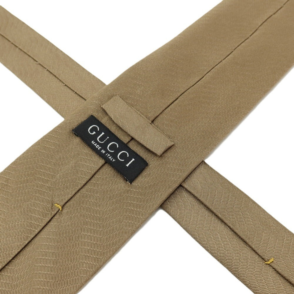 【中古】グッチ GUCCI シルク 無地ネクタイ カーキ【 状態ランクC 】【 メンズ 】