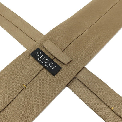 【中古】グッチ GUCCI シルク 無地ネクタイ カーキ【 状態ランクC 】【 メンズ 】