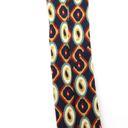 【中古】ポールスミス Paul Smith シルク プリント ネクタイ ネイビーxイエローオーカー【 状態ランクB 】【 メンズ 】