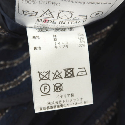 【中古】タリアトーレ TAGLIATORE コットンリネンナイロン ストライプ ダブル6B カジュアルジャケット ネイビーxダークブラウン【サイズ46】【 状態ランクC 】【 メンズ 】