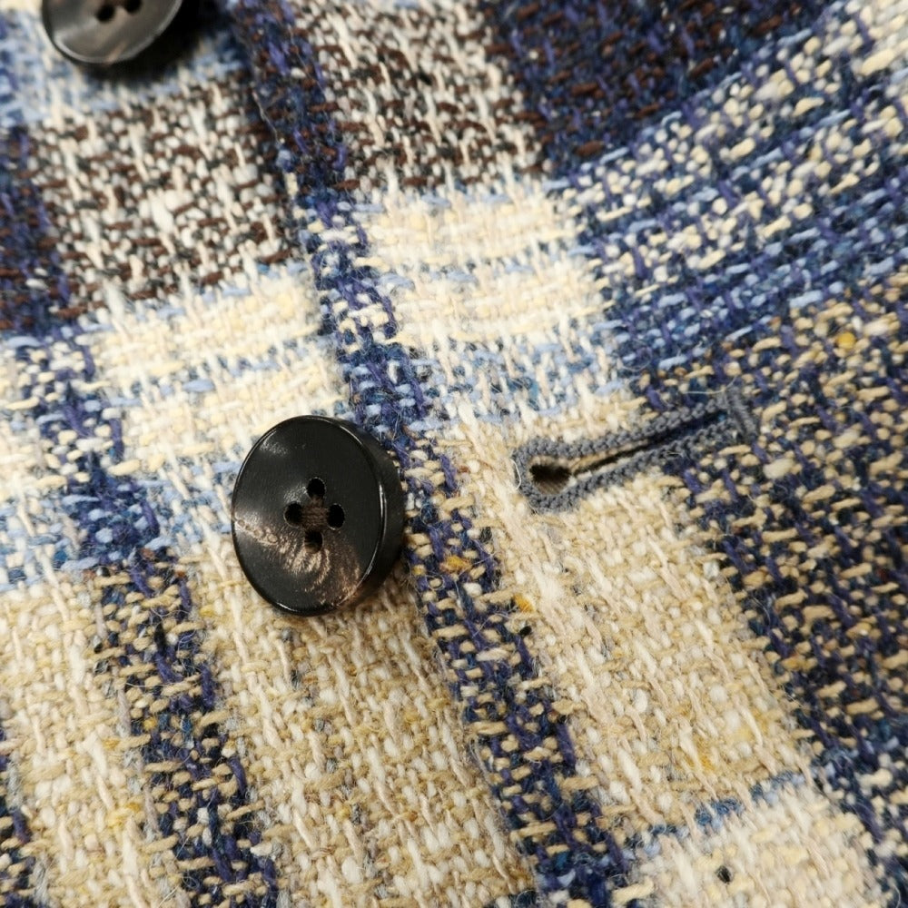 【中古】ラルディーニ LARDINI シルクウールナイロン チェック カジュアル系ジレ ベスト ブルー系xベージュ【サイズ48】【 状態ランクD 】【 メンズ 】