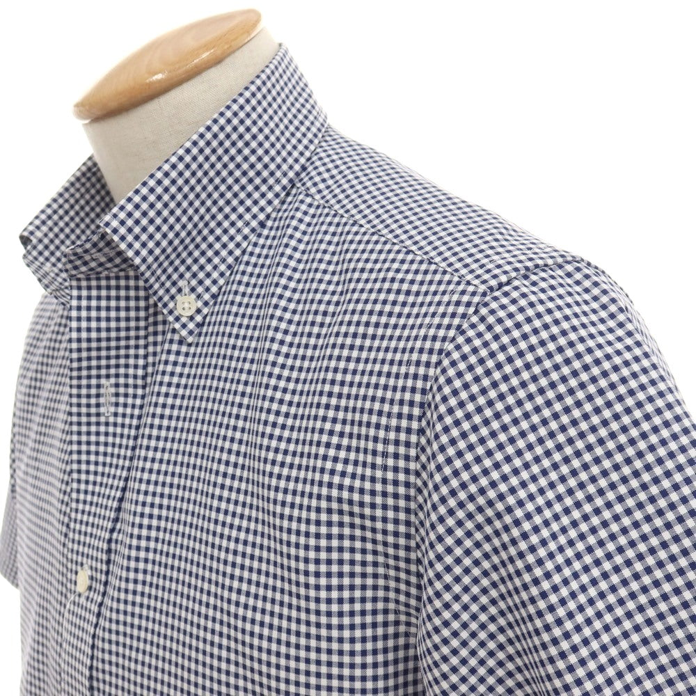【中古】ア デイ イン ザ ライフ ユナイテッドアローズ a day in the life united arrows ギンガムチェック ボタンダウン 半袖シャツ ネイビーxホワイト【サイズS】【 状態ランクA 】【 メンズ 】