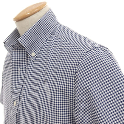 【中古】ア デイ イン ザ ライフ ユナイテッドアローズ a day in the life united arrows ギンガムチェック ボタンダウン 半袖シャツ ネイビーxホワイト【サイズS】【 状態ランクA 】【 メンズ 】