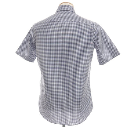 【中古】ア デイ イン ザ ライフ ユナイテッドアローズ a day in the life united arrows ギンガムチェック ボタンダウン 半袖シャツ ネイビーxホワイト【サイズS】【 状態ランクA 】【 メンズ 】