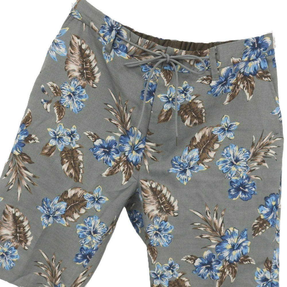 【中古】【未使用】ア デイ イン ザ ライフ ユナイテッドアローズ a day in the life united arrows ポリエステル 花柄 ボタニカル プリント イージー ショートパンツ グレーxブルー系【サイズM】【 状態ランクS 】【 メンズ 】