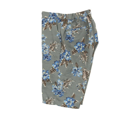【中古】【未使用】ア デイ イン ザ ライフ ユナイテッドアローズ a day in the life united arrows ポリエステル 花柄 ボタニカル プリント イージー ショートパンツ グレーxブルー系【サイズM】【 状態ランクS 】【 メンズ 】